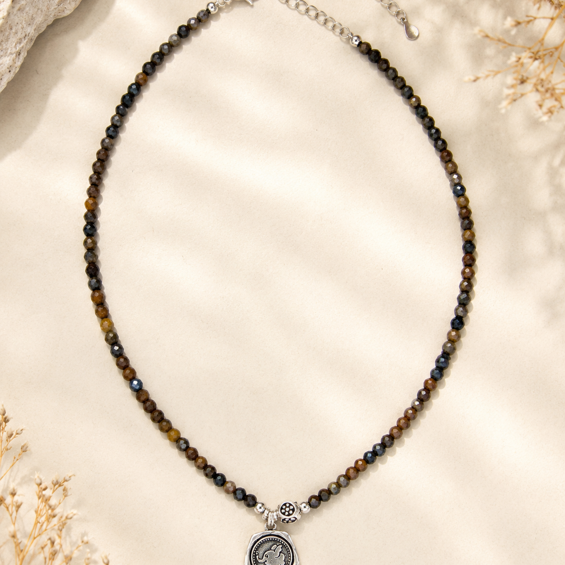 Sahara Pietersite Sterling Silver Pendant Necklace full product view by La Tiera