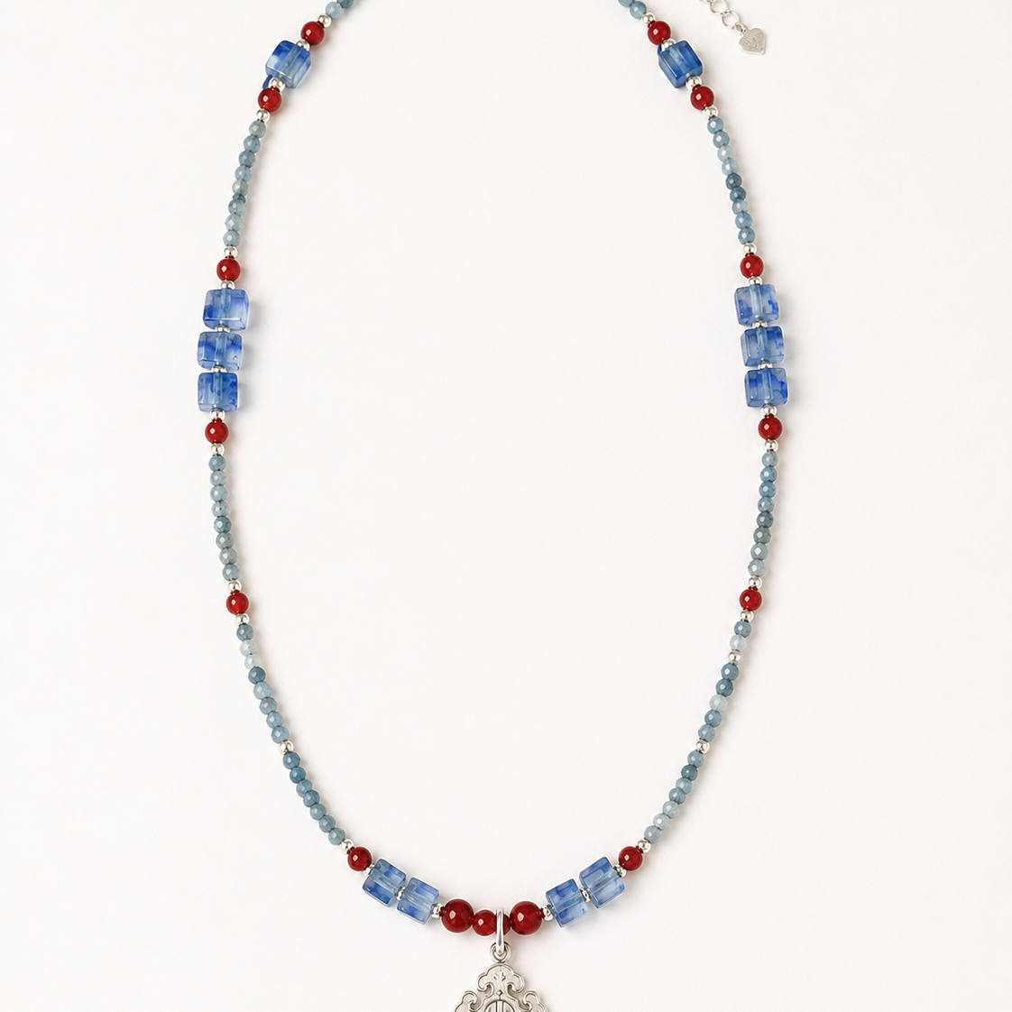 Azure Sky Blue Quartz Pendant Necklace full product view by La Tiera