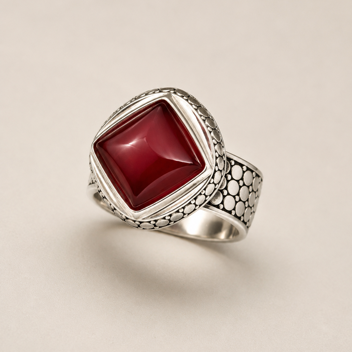 Ruby Sterling Silver Statement Ring full product view by La Tiera