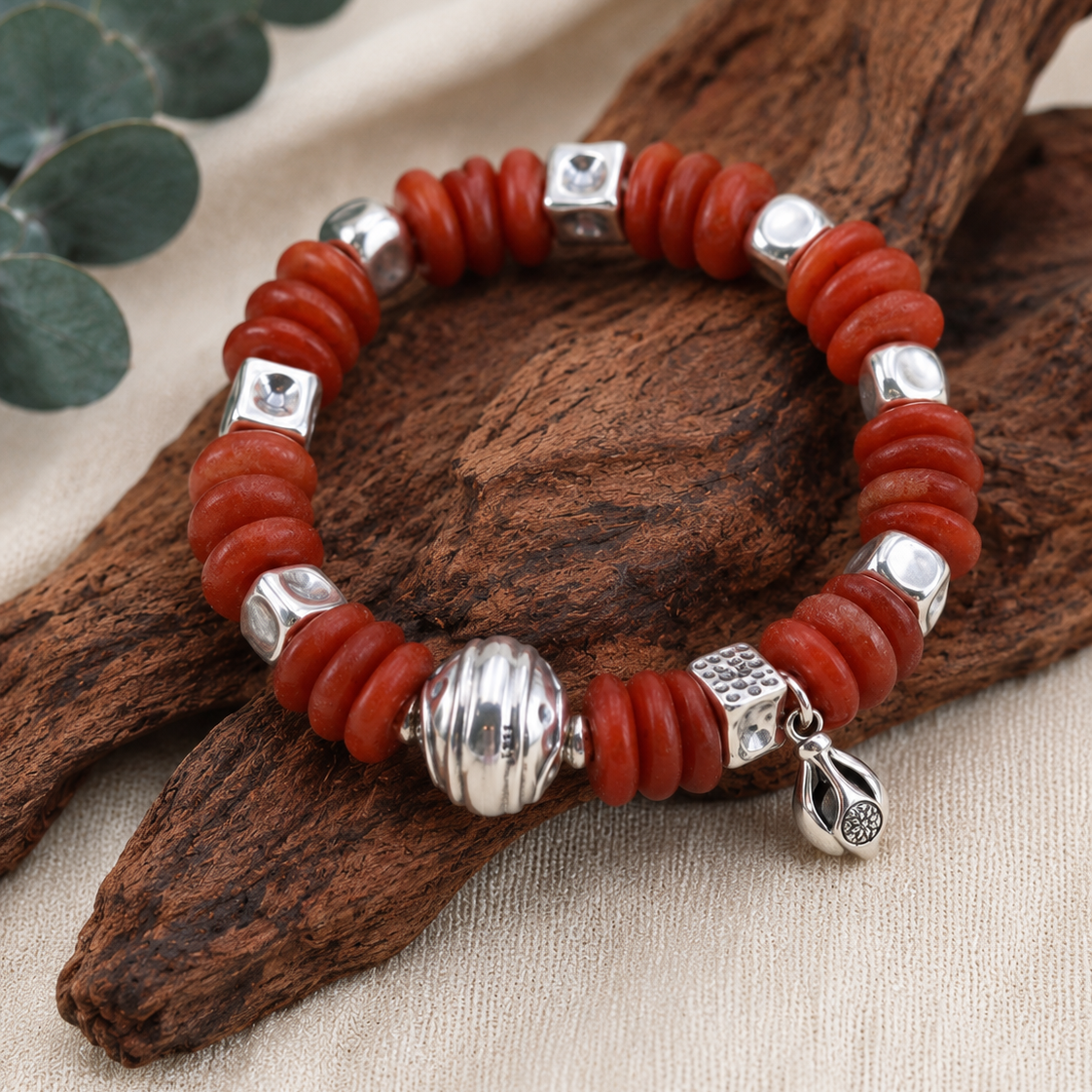 Raw Amber Sterling Silver Statement Bracelet full product view by La Tiera