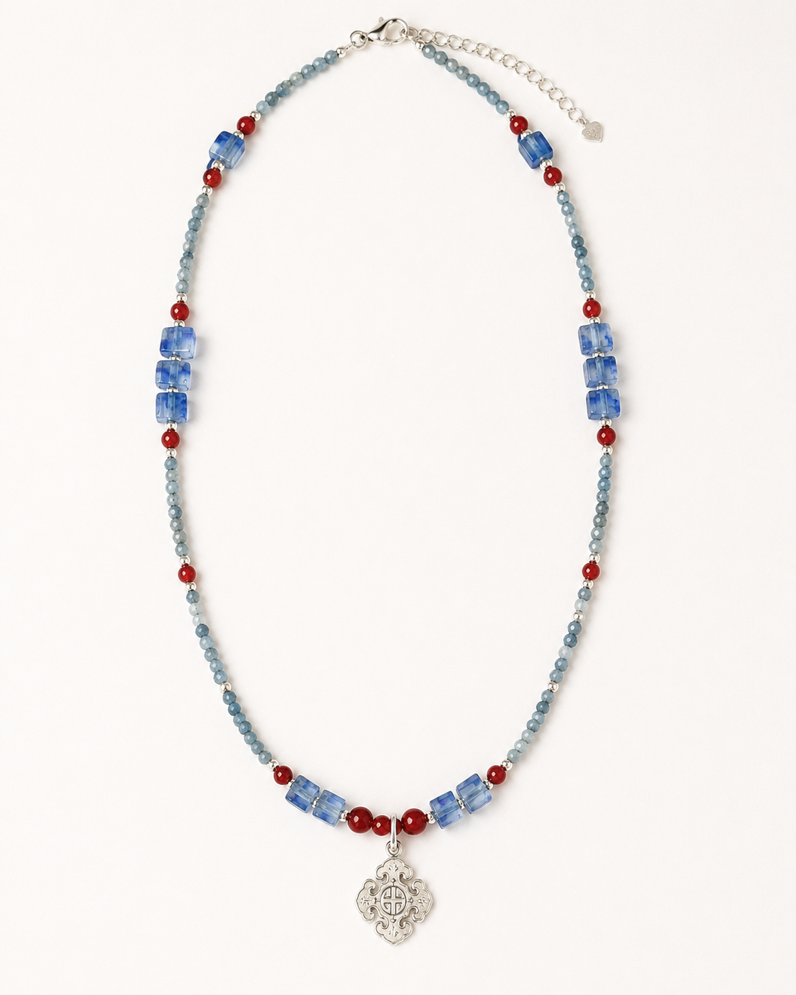 Azure Sky Blue Quartz Pendant Necklace full product view by La Tiera
