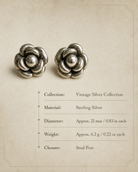 Sterling Silver Floral Vintage Earrings size and material guide