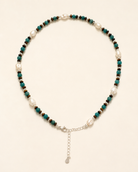 Amazonite Pearl Beaded Layering Necklace full product view by La Tiera