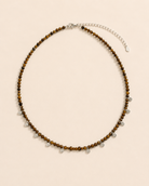 Aurelia Tiger’s Eye Sterling Silver Charm Necklace full product view by La Tiera