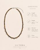 Aurelia Tiger’s Eye Sterling Silver Charm Necklace size and material guide
