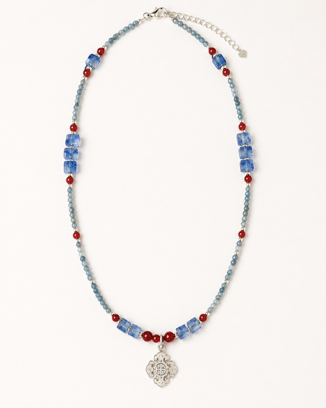 Azure Sky Blue Quartz Pendant Necklace full product view by La Tiera