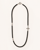 Black Spinel Sterling Silver Cross Necklace full product view by La Tiera
