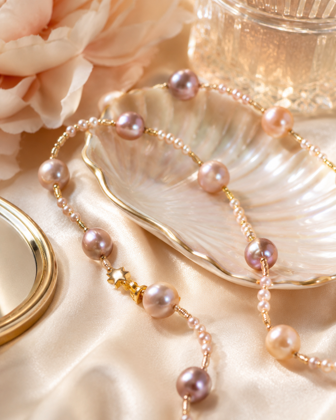 Celeste Baroque Freshwater Pearl Lariat Necklace adjustable spring clasp and lariat drop detail