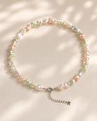Celeste Pastel Shell Pearl Charm Necklace full product view by La Tiera