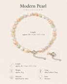 Celeste Pastel Shell Pearl Charm Necklace size and material guide