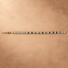 Full-length view of the Dalia bracelet laid straight with the clasp open and alternating polished oval links and clear accents.