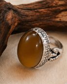 Honey Amber Sterling Silver Statement Ring full product view by La Tiera