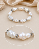 Irregular Freshwater Pearl Sterling Silver Bracelet adjustable fit and sterling silver detail