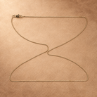 Linea 14K gold-plated steel box chain necklace arranged in a broad loop, showing its fine square links and lobster clasp.