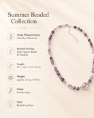 Luna Purple Phantom Quartz Pendant Necklace size and material guide