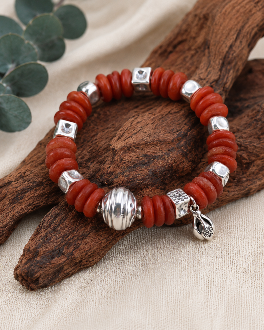 Raw Amber Sterling Silver Statement Bracelet full product view by La Tiera
