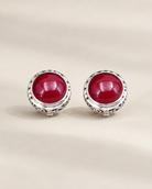 Ruby Sterling Silver Statement Earrings full product view by La Tiera