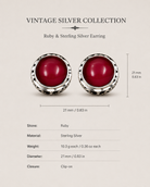 Ruby Sterling Silver Statement Earrings size and material guide