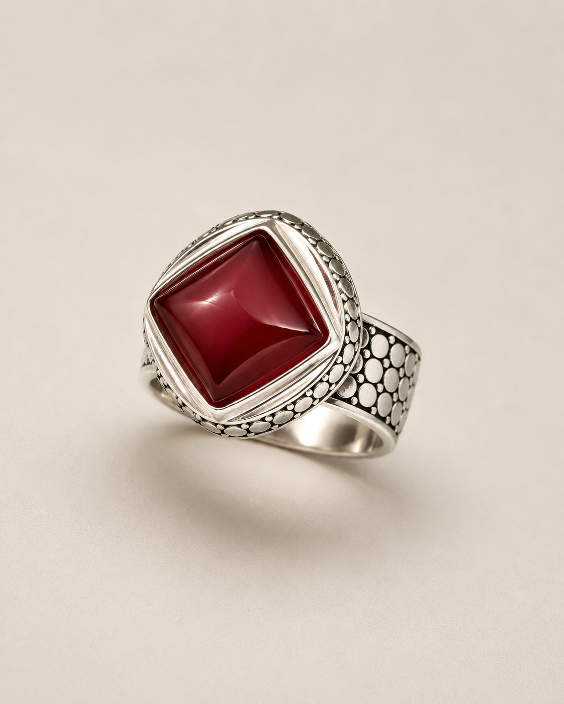 Ruby Sterling Silver Statement Ring full product view by La Tiera
