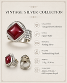 Ruby Sterling Silver Statement Ring size and material guide