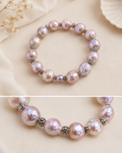 Serena Iridescent Freshwater Pearl Bracelet adjustable fit and vintage Tai silver spacer bead detail