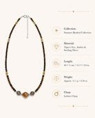 Tiger’s Eye & Amber Beaded Layering Necklace size and material guide