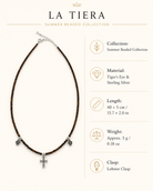 Tiger’s Eye Cross Charm Beaded Necklace size and material guide